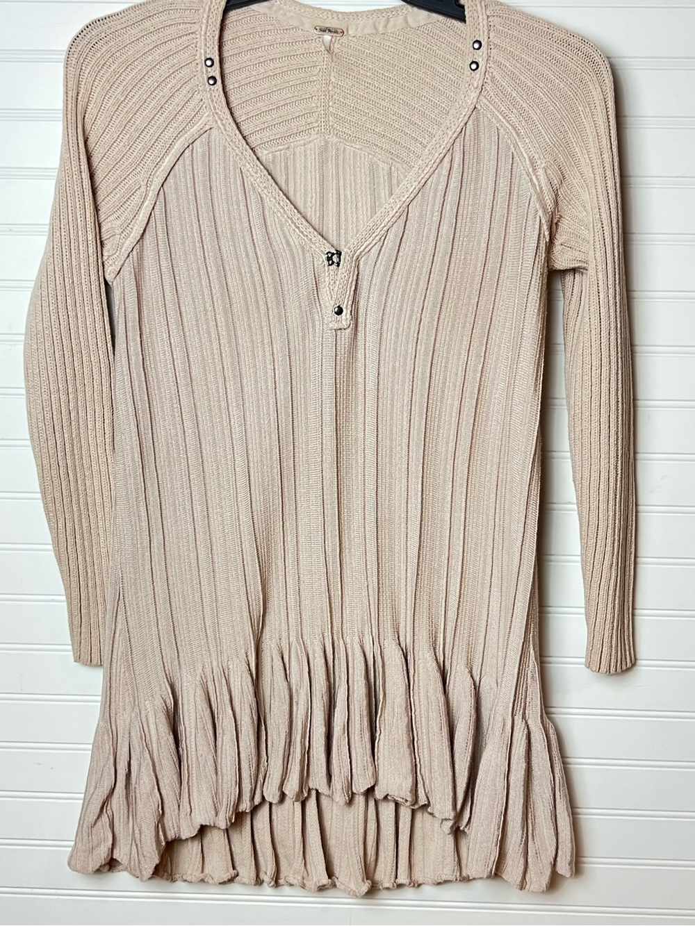 Free People Ribs and Ruffles Tunic Sweater/Dress Size S